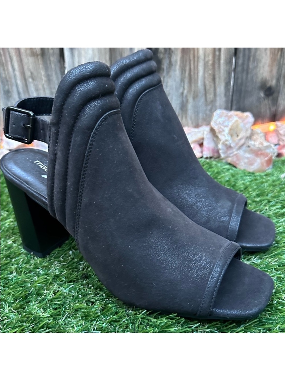 Maurices Black Peep-Toe Slingback Block Heels